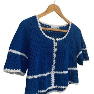 Royal Blue Short Sleeve Knit Cardigan